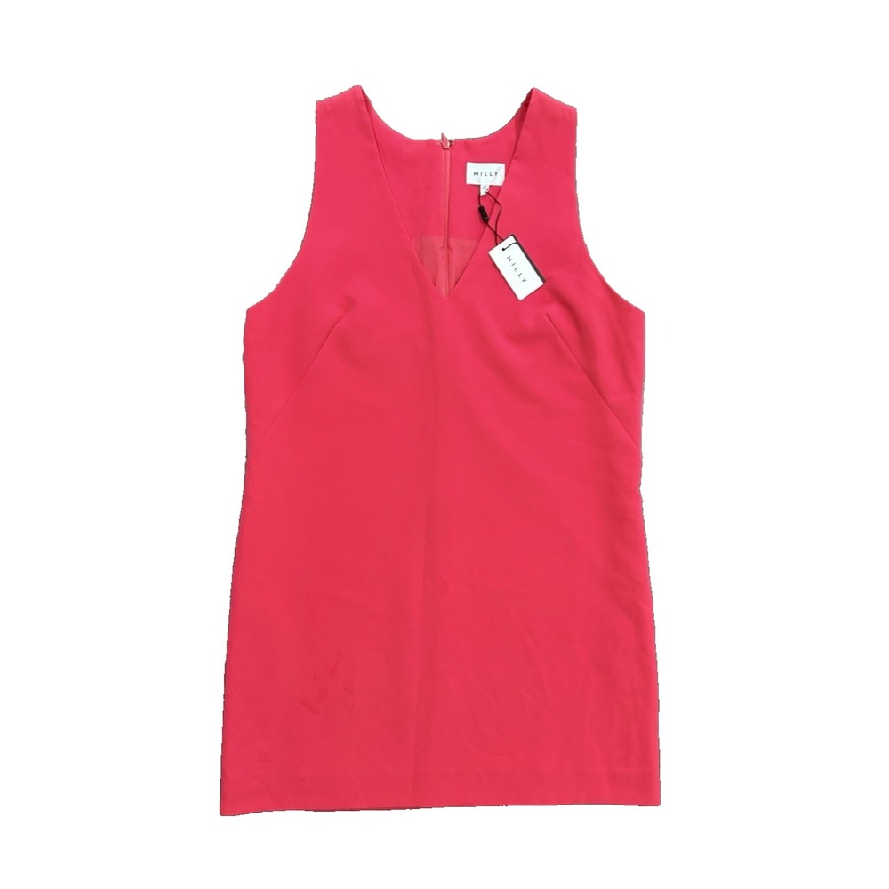 NWT MILLY V-Neck Sleeveless Modern Halter Mini Dress Rose Pink Size 12 $345